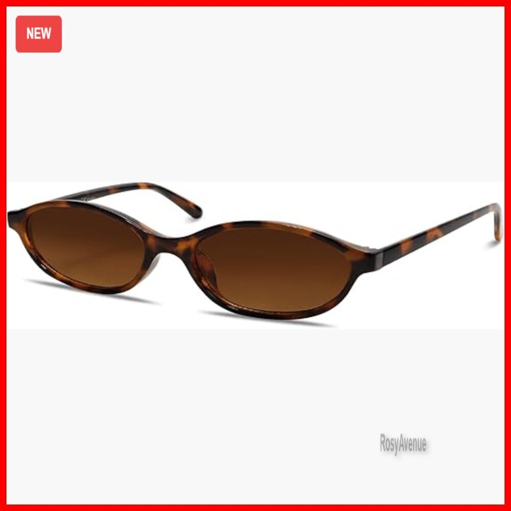 Retro Oval Sunglasses Lightweight Narrow Fit UV Protection 90s Style - Picture 1 of 7